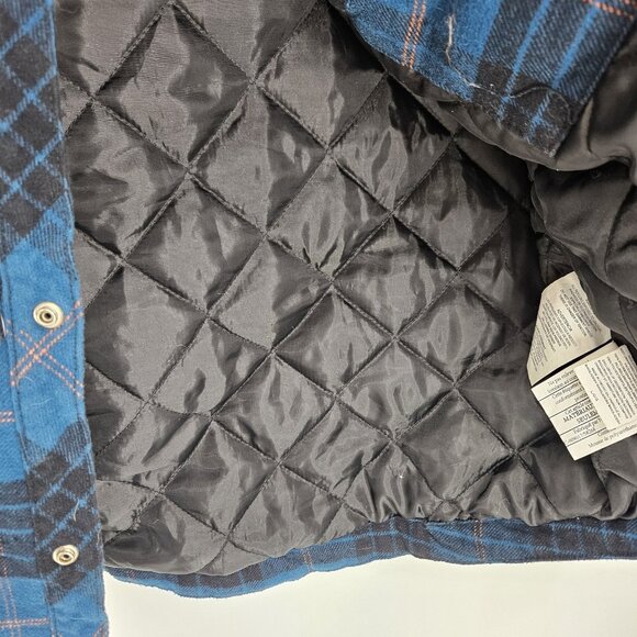 Dickies Jacket Shacket Men Large Blue Plaid Quilt Lined Workwear Flannel Button - Picture 7 of 12